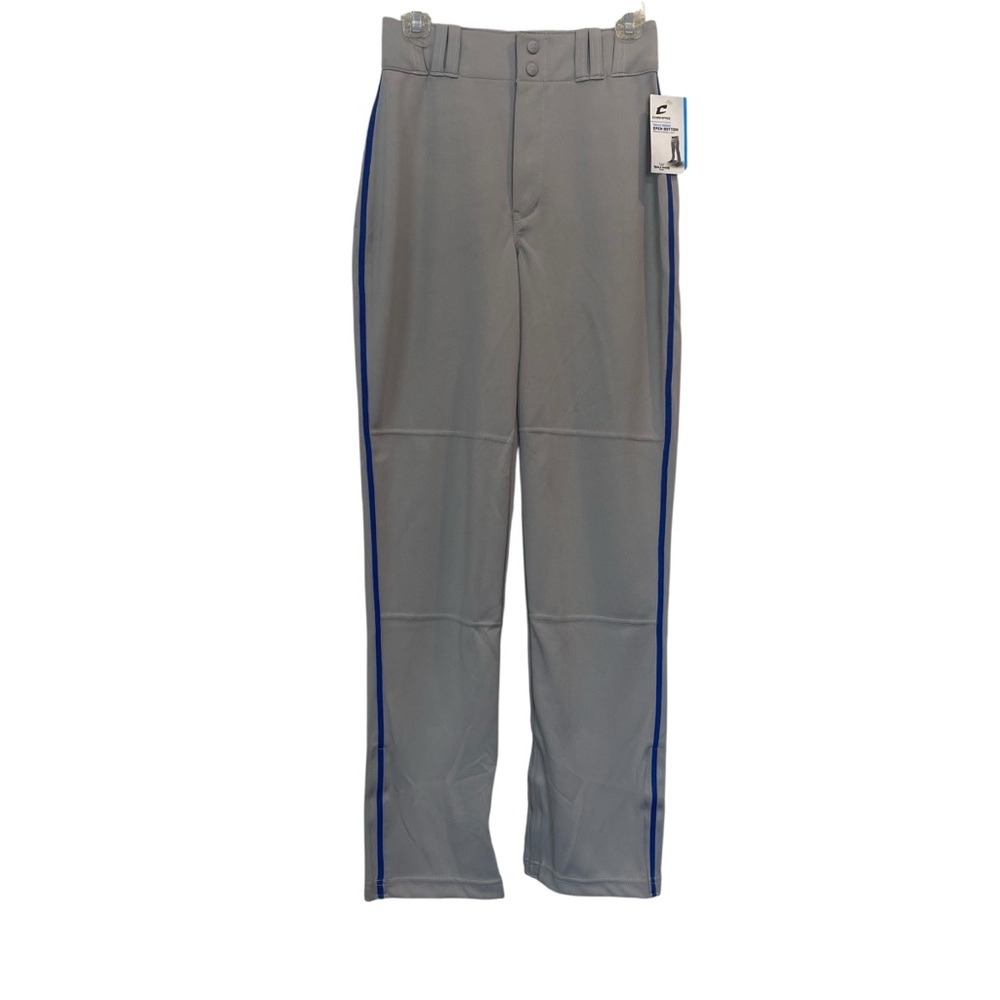 CHAMPRO  Adult Men's Small (28-30) Gray Blue side piping Baseball Uniform Pants - Picture 2 of 11
